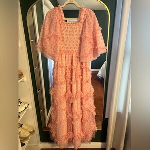 JessaKae Pink Smocked Tiered Maxi Dress